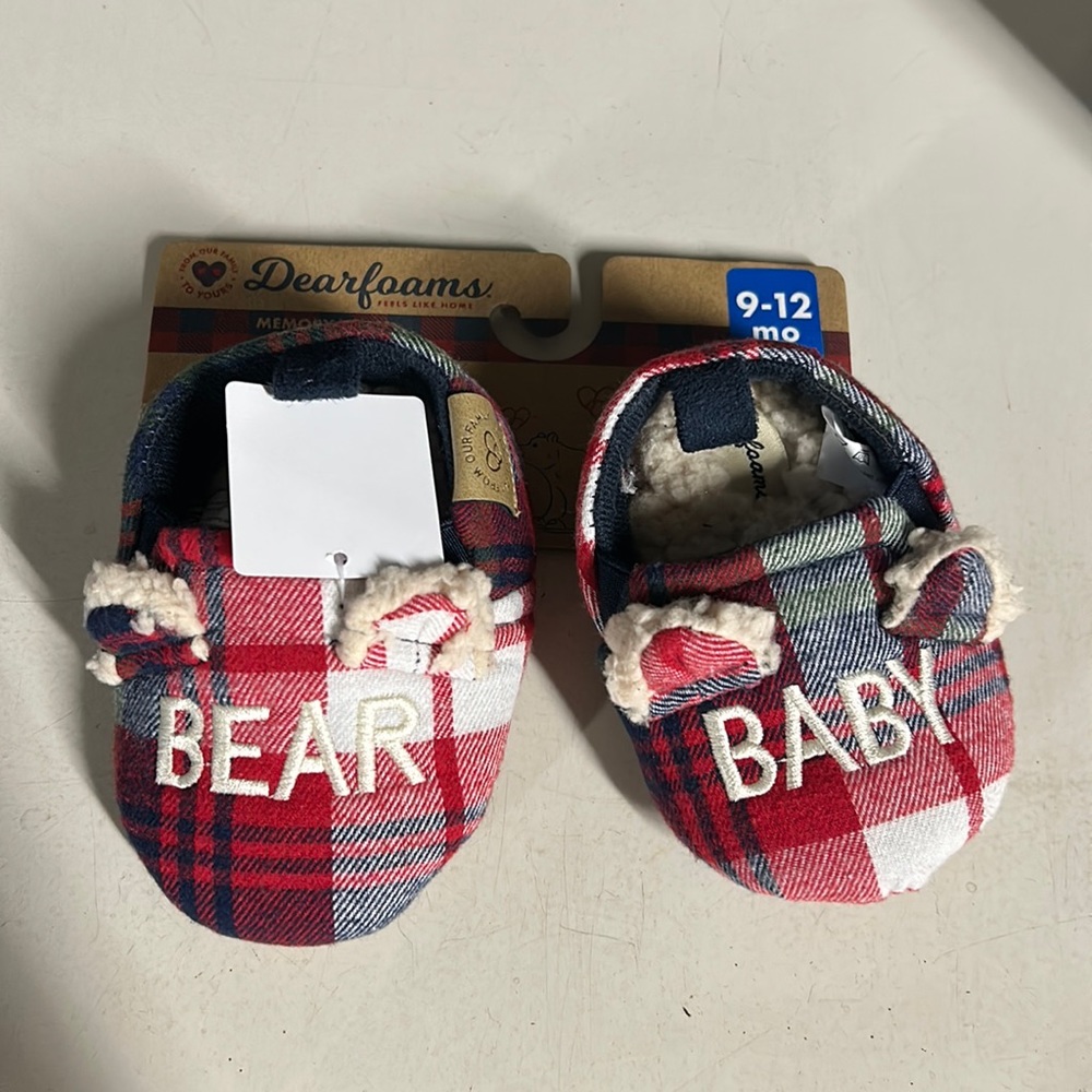 NWT Dearfoams Limited Edition Family Plaid Slippers Baby Bear